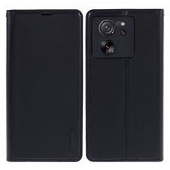 HANMAN Minuo Series For Xiaomi 13T / 13T Pro / Redmi K60 Ultra Case PU Leather Stand Magnetic Clasp Phone Cover - Black