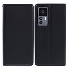 HANMAN Minuo Series For Xiaomi 12T Pro 5G / 12T 5G / Redmi K50 Ultra Case Wallet Leather Stand Phone Shell - Black