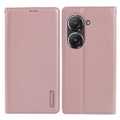 HANMAN Minuo Series For Asus Zenfone 9 5G Case Fall Proof Leather Wallet Phone Cover - Rose Gold