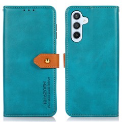 KHAZNEH For Samsung Galaxy S25 / S24 Case Stand Wallet Cowhide Texture PU Leather Phone Cover - Blue