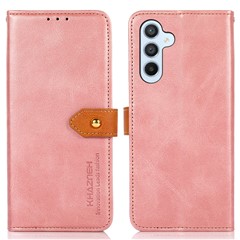 KHAZNEH For Samsung Galaxy S25+ / S24+ Case Slim Wallet Phone Cover Cowhide Texture PU Leather Stand Shell - Rose Gold