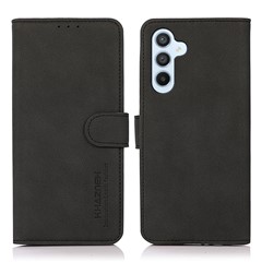 KHAZNEH For Samsung Galaxy S25 / S24 Case Anti-Scratch PU Leather Cover Wallet Drop-Proof Phone Shell - Black