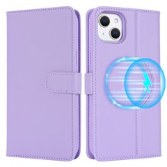 For iPhone 14 / 13 6.1 inch Case Anti-Drop Detachable PU Phone Cover Compatible with MagSafe - Purple