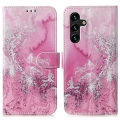For Samsung Galaxy A15 5G Case PU Leather Pattern Wallet Phone Cover - Pink Sea Water