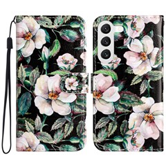For Samsung Galaxy S25 / S24 Case PU Leather Pattern Printing Design Phone Cover - Magnolia