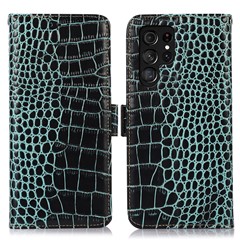 For Samsung Galaxy S24 Ultra Case RFID Blocking Genuine Cow Leather Wallet Phone Cover - Green