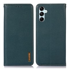 KHAZNEH For Samsung Galaxy S25+ / S24+ Phone Case Genuine Cow Leather RFID Blocking Cover - Green