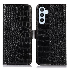 For Samsung Galaxy S25+ / S24+ Case RFID Blocking Stand Genuine Cow Leather Cover - Black