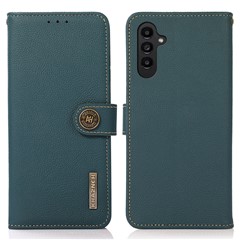 KHAZNEH For Samsung Galaxy S25+ / S24+ Case Genuine Cow Leather Cell Phone Wallet Cover - Green