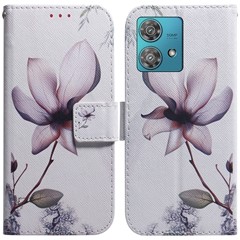For Motorola Edge 40 Neo 5G Case Pattern Printing Folio PU Leather Phone Cover - Pink Flower