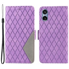 For Sony Xperia 5 V Leather Case Wallet Stand Splicing Phone Cover - Light Purple