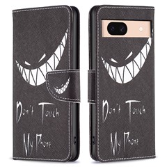 For Google Pixel 8a Case Pattern Printing Wallet Leather Phone Cover - Don't Touch My Phone