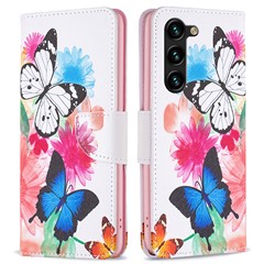 For Samsung Galaxy S25+ / S24+ Case PU Leather Pattern Flip Wallet Smart Phone Cover - Two Butterflies