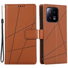 DF-06 For Xiaomi 13 Case Anti-drop Imprinted Wallet Stand PU Leather Phone Cover   - Brown