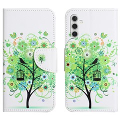 For Samsung Galaxy S25 / S24 Case Pattern Print Leather Phone Cover with Wallet - Green Tree