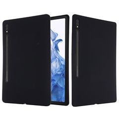 For Samsung Galaxy Tab S9 Ultra Liquid Silicone Case Microfiber Lining Tablet Cover - Black