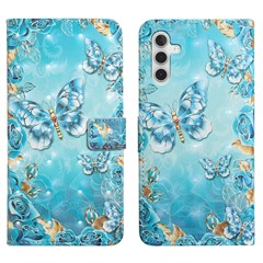 For Samsung Galaxy S23 FE Case 3D Pattern Leather Flip Phone Cover - Blue Butterfly