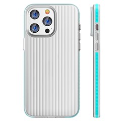 For iPhone 14 Pro Max Case Corrugated Texture Skin-Touch Matte PC Phone Cover - Blue Edge