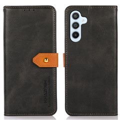 KHAZNEH For Samsung Galaxy A25 5G (Global) (161.0 x 76.5 x 8.3mm) Case Cowhide Texture Wallet Leather Phone Cover - Black