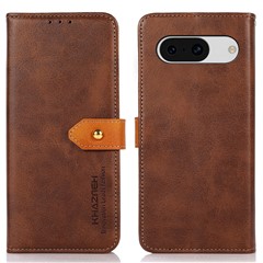 KHAZNEH For Google Pixel 8a Case Wallet Leather Cowhide Texture Phone Cover - Brown