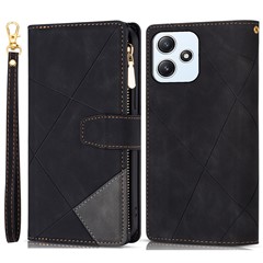 For Xiaomi Redmi 12 4G / 5G (Global) / Poco M6 Pro 5G Case Zipper Pocket Phone Wallet Cover - Black
