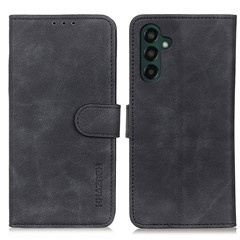 KHAZNEH For Samsung Galaxy A25 5G (Global) (161.0 x 76.5 x 8.3mm) Case Stand Wallet Retro Phone Cover - Black