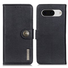 KHAZNEH For Google Pixel 8a Case Stand Wallet Anti-drop Phone Cover - Black