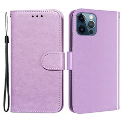 For iPhone 15 Pro Case PU Leather Magnetic Closure Phone Cover - Purple