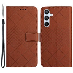 HT06 For Samsung Galaxy A54 5G Wallet Phone Case Anti-Drop Litchi Texture PU Leather Flip Cover - Brown