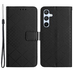 HT06 For Samsung Galaxy A34 5G Shockproof Case Litchi Texture PU Leather Wallet Phone Case - Black