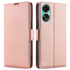 For Oppo A78 4G Case Scratch-resistant Leather Card Slot Phone Cover - Rose Gold