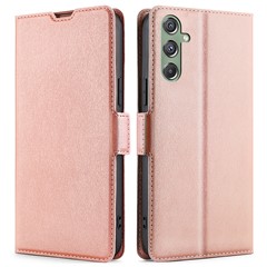 For Samsung Galaxy M34 5G / F34 5G Case Scratch-resistant PU Leather Phone Cover with Card Slot - Rose Gold