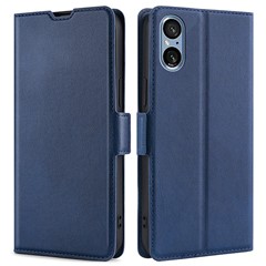 For Sony Xperia 5 V Case Anti-scratch PU Leather Supporting Stand Phone Cover - Blue