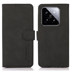 KHAZNEH For Xiaomi 14 Pro Case Anti-scratch Phone Wallet Cover - Black