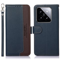 KHAZNEH For Xiaomi 14 Pro Case RFID Blocking Litchi Texture Wallet Phone Cover - Blue