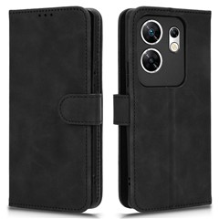 For Infinix Zero 30 4G Case Anti-Scratch PU Leather Skin-Touch Flip Stand Phone Cover - Black