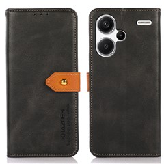 KHAZNEH For Xiaomi Redmi Note 13 Pro+ 5G Cell Phone Case PU Leather Phone Cover Shell - Black