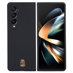 For Samsung Galaxy Z Fold4 5G Case 600D Fine Texture Aramid Fiber Anti-scratch Cover (Precise Lens Cutout) - Gold Chinese Character