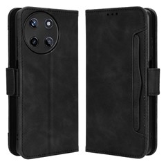 For Realme 11 4G (159.9x73.3x7.95mm) Wallet Case PU Leather Multiple Card Slots  Phone Cover - Black