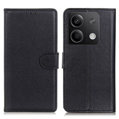 For Xiaomi Redmi Note 13 5G / 13 5G (China) Case PU Leather Litchi Texture Flip Wallet Phone Protector - Black