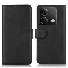 For Xiaomi Redmi Note 13 5G / 13 5G (China) Case Cowhide Texture Shockproof Phone Cover Wallet - Black