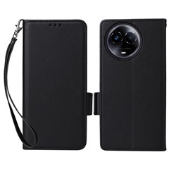 For Realme 11 5G (Global) / 11x 5G Phone Case Wallet Stand Feature PU Leather Cover - Black