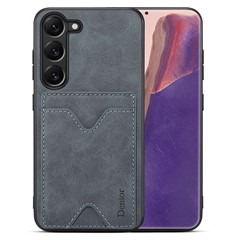 DENIOR For Samsung Galaxy S24 Celll Phone Case Card Holder Kickstand Back Cover - Grey