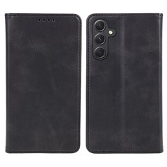 For Samsung Galaxy S24+ PU Leather Case Business Style Magnetic Cell Phone Cover - Black