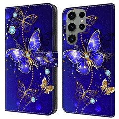 For Samsung Galaxy S24 Ultra Wallet Case PU Leather 3D Pattern Printing Stand Cover - Diamond Butterfly