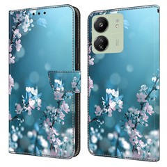 For Xiaomi Redmi 13C 4G / 13C 5G / Poco C65 4G / Poco M6 5G / 13R 5G Case PU Leather Stand Wallet Cover - Plum Blossoms