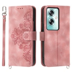 For Oppo A79 5G / A2 5G Case TPU+PU Leather Flower Imprinted Mobile Phone Cover with Card Slots - Pink