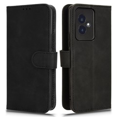 For Honor 100 5G Phone Case Stand Magnetic Closure PU Leather Cover - Black