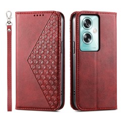 For Oppo A79 5G / A2 5G Case Calf Texture PU Leather+TPU Stand Phone Cover - Red