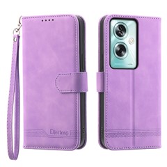 DIERFENG DF-03 For Oppo A79 5G / A2 5G Cover Lines Imprinted Flip Wallet Phone Stand Case - Purple